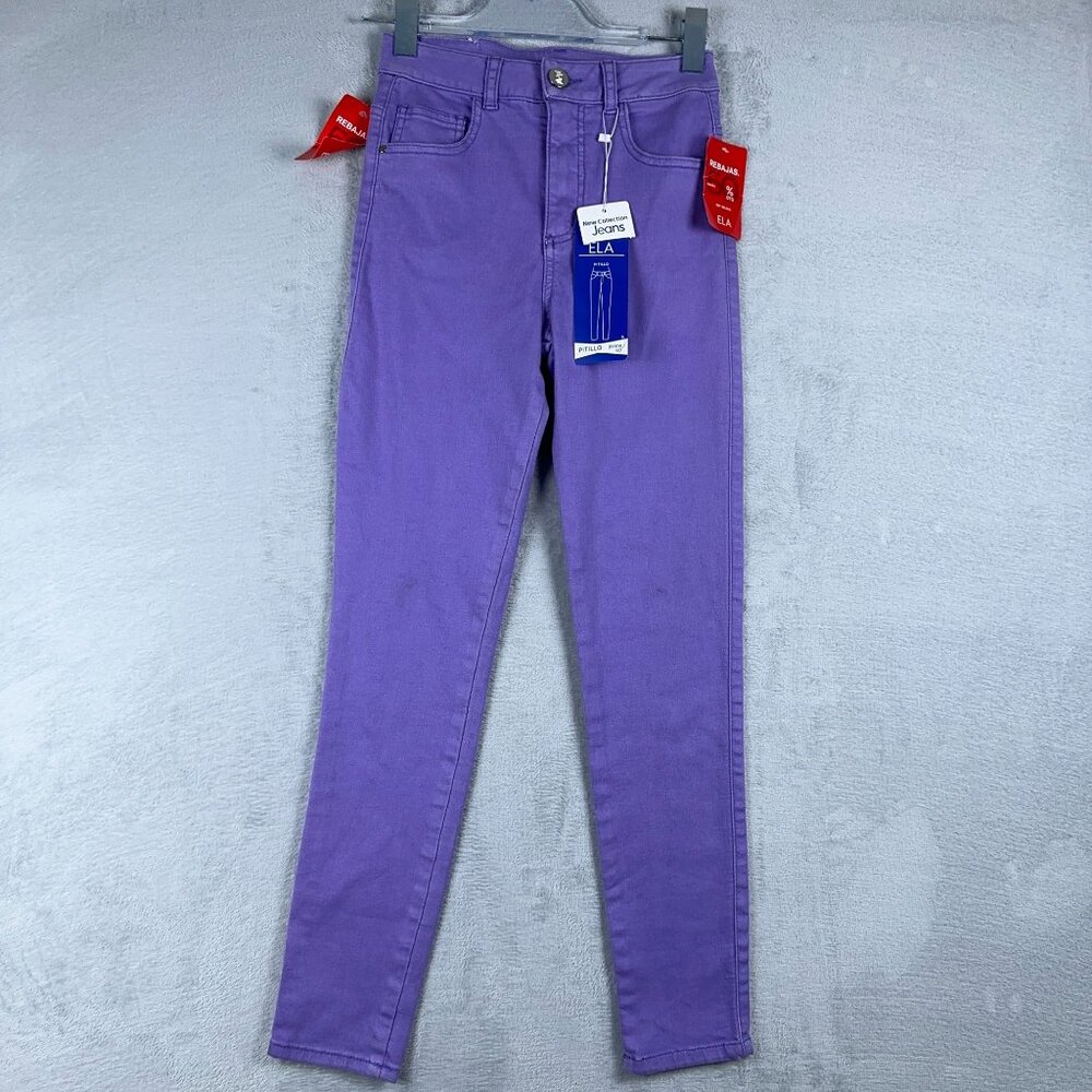 NWT ELA Skinny Jeans E740191 Mid Rise Denim Stretch Women's Purple Size 04